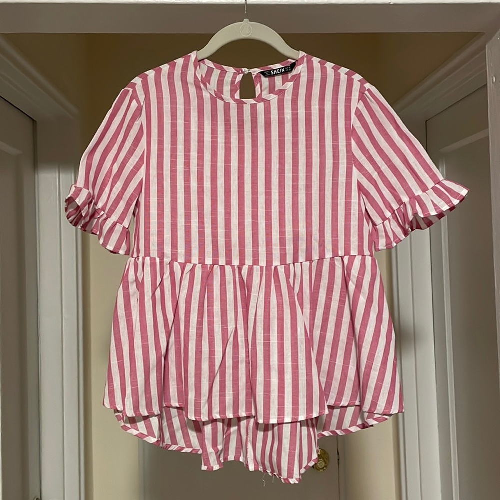 Women’s Pink & White Striped Shirt - size XS